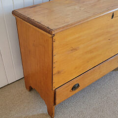 Pine Lift Top Blanket Chest Over One Drawer, 19th Century