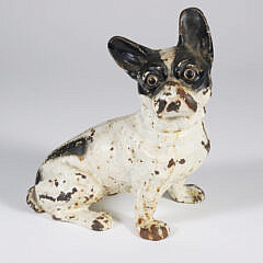 Antique Cast Iron, Painted Boston Terrier Door Stop