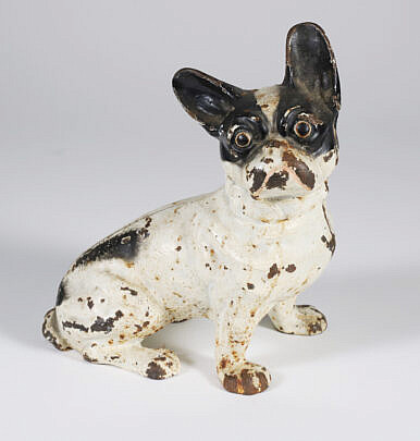 Antique Cast Iron, Painted Boston Terrier Door Stop