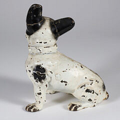 Antique Painted Cast Iron Boston Terrier Doorstop