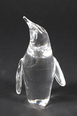 Signed Steuben Clear Glass Penguin