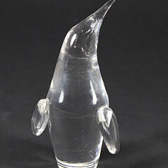 Signed Steuben Clear Glass Penguin Designed by George Thompson, 1957