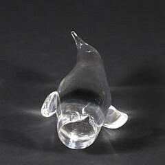 Signed Steuben Clear Glass Penguin Designed by George Thompson, 1957