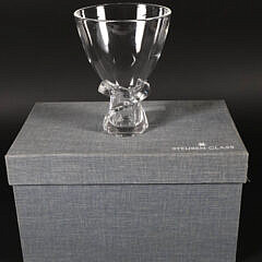 Signed Steuben Clear Glass Vase with Applied Twist Base