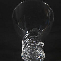 Signed Steuben Clear Glass Whirlpool Vase with Applied Twist Base