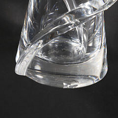 Signed Steuben Clear Glass Whirlpool Vase with Applied Twist Base