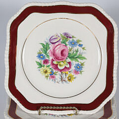 Set of Twelve English Fondeville Ambassador Ware Floral Decorated Luncheon Plates