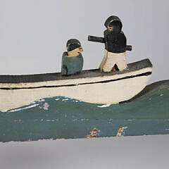 Vintage Folk Art Whaling Longboat Whirligig on Stand