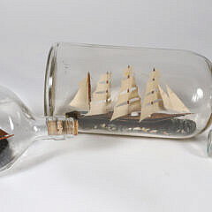 Group of Three Folk Art Ships in a Bottle