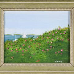 M. Flaig Nantucket Watercolor on Paper "Harbor Landscape Scene",