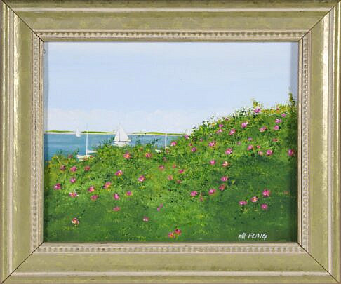 M. Flaig Nantucket Watercolor on Paper "Harbor Landscape Scene",