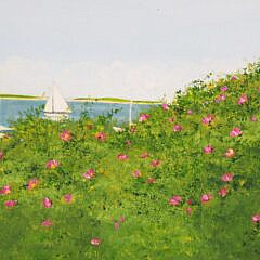 M. Flaig Nantucket Watercolor on Paper “Harbor Landscape Scene”