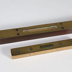 Two Antique Brass and Hardwood Levels