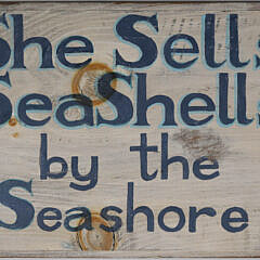 Contemporary Paint Decorated Sign "She Sells Seashells by the Seashore"
