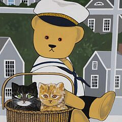 Maggie Meredith Oil on Canvas “Teddy Bear and Nantucket Blocks”