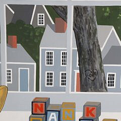 Maggie Meredith Oil on Canvas “Teddy Bear and Nantucket Blocks”