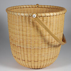 Susan Chase Ottison Round Open Swing Handle Basket, circa 2000