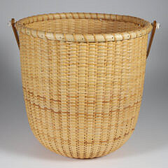 Susan Chase Ottison Round Open Swing Handle Basket, circa 2000