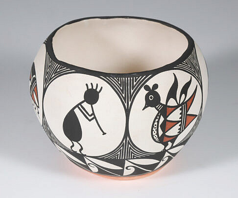Native American, Rare Vintage Acoma Pottery Bowl