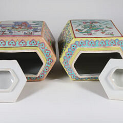 Pair of Contemporary Chinese Hexagonal Covered Jars