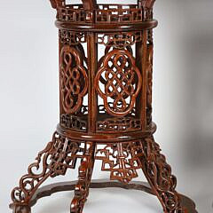 Pair of Chinese Carved and Reticulated Teak Wood Stands