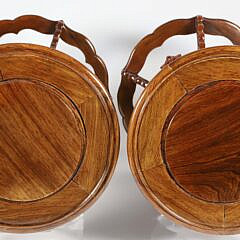 Pair of Chinese Carved and Reticulated Teak Wood Stands