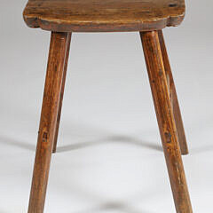 Antique Chinese Wooden Stool with Shaped Seat