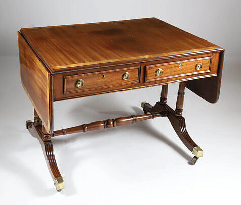 British Regency Style Mahogany Cross-Banded Sofa Table