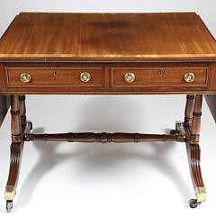 British Regency Mahogany Cross-Banded Sofa Table, 19th Century