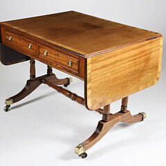British Regency Mahogany Cross-Banded Sofa Table, 19th Century