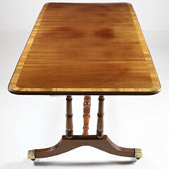 British Regency Mahogany Cross-Banded Sofa Table, 19th Century