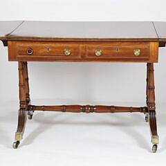 British Regency Mahogany Cross-Banded Sofa Table, 19th Century