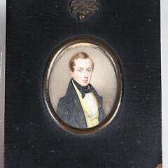 Pair of Miniature Watercolor Portraits of John and Sarah Hearne Coumbe, circa 1830