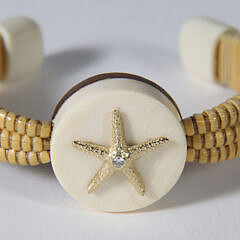 Michael Kane Nantucket Basket Cuff Bracelet with Gold Starfish Inlaid with Diamonds