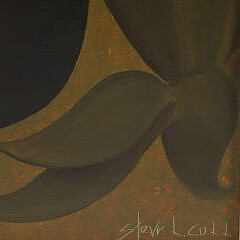 Steve L. Cull Folk Art Oil on Linen “Portrait of a Boy and His Dog”
