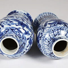 Two Antique Chinese Blue and White Porcelain Garniture Vases, 19th Century