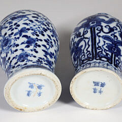 Two Antique Chinese Blue and White Porcelain Garniture Vases, 19th Century