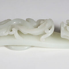 Chinese White Jade Dragon Belt Hook, 19th / 20th Century