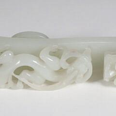 Chinese White Jade Dragon Belt Hook, 19th / 20th Century