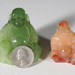 Two Hardstone Quartz Carved Buddhas