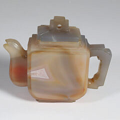 Chinese White Jade Carved Covered Teapot