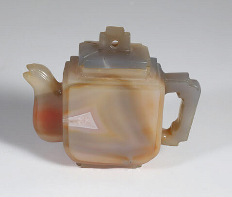 Chinese White Jade Carved Covered Teapot