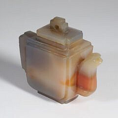 Chinese Multi-color Agate Carved Teapot and Cover