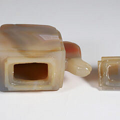 Chinese Multi-color Agate Carved Teapot and Cover
