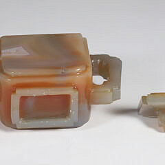 Chinese Multi-color Agate Carved Teapot and Cover