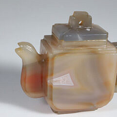 Chinese Multi-color Agate Carved Teapot and Cover