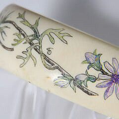 Vintage Polychrome Floral Engraved Bangle Bracelet