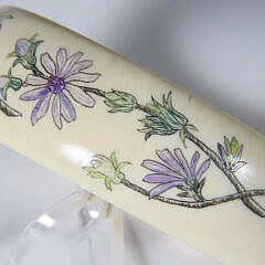 Vintage Polychrome Floral Engraved Bangle Bracelet