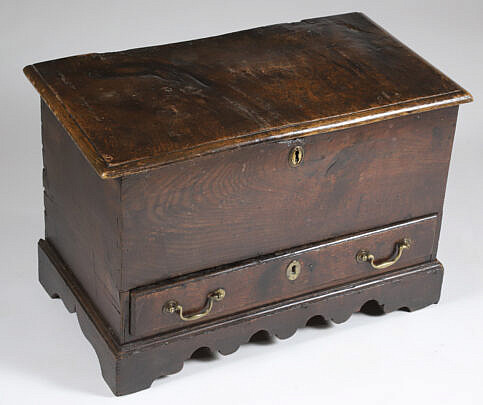 Diminutive Mahogany One Drawer Lift Top Storage Box, 19th Century