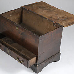 Diminutive English Elm One Drawer Lift Top Storage Box, 18th Century